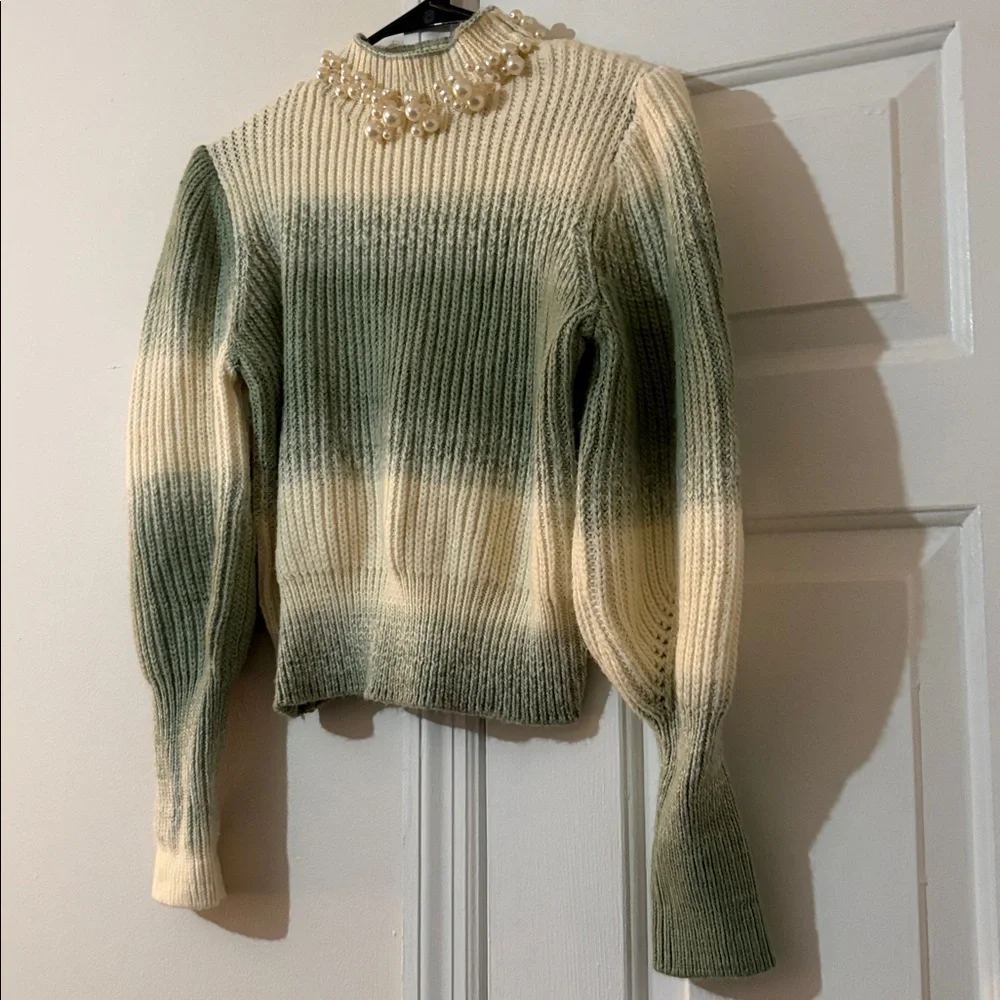 It's Our Time Cream and Green Turtleneck Sweater - Picture 3 of 12